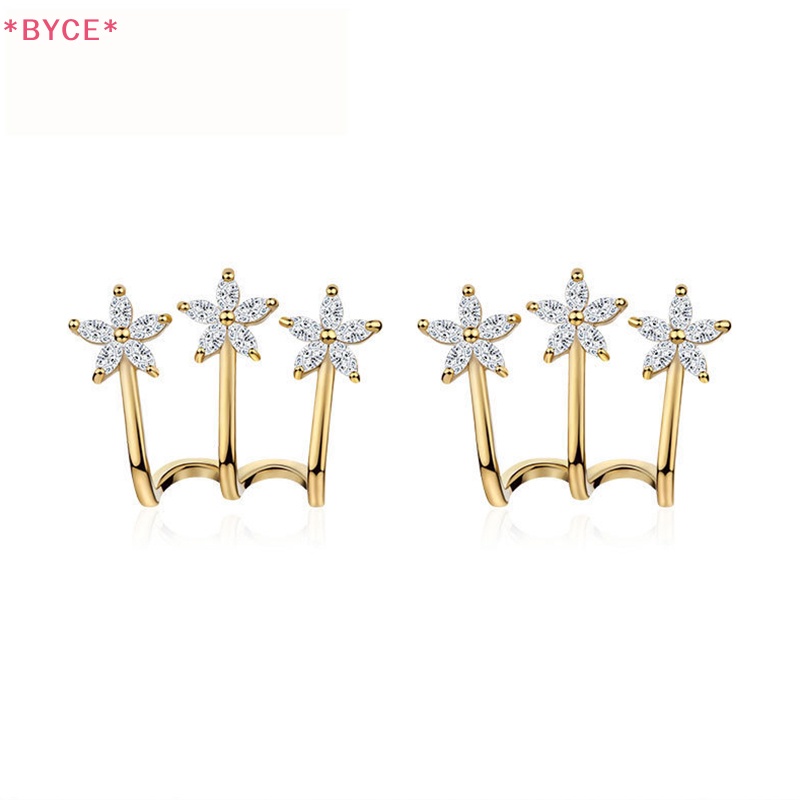 Khuyên Tai Hình Hoa Đính Đá Zircon Phong Cách Hàn Quốc Cho Nữ Mới