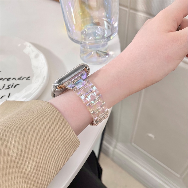 Dây Đeo Trong Suốt Màu Cầu Vồng Laser Cho Đồng Hồ Thông Minh Apple Watch Series 8 7 6 / 5 / 4 3 iWatch 49MM 45MM 44MM 42MM 41MM 40MM 38MM