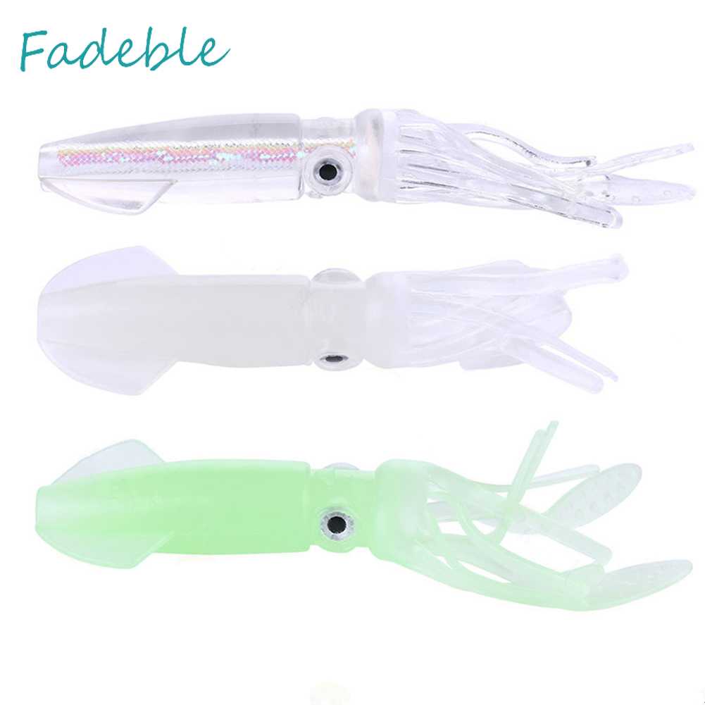 Set 5 Mồi Câu Cá Giả Hình Con Mực Dạ Quang 10cm 8g Mềm Mại