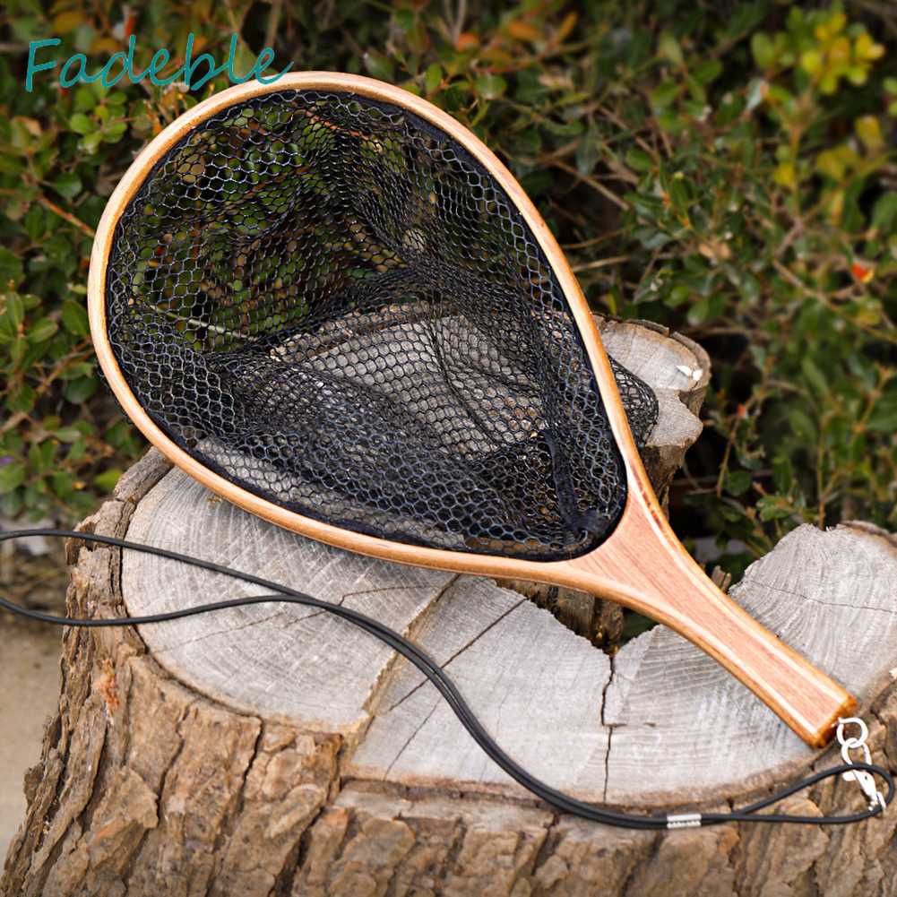 Lưới Đánh Bắt Cá Cán Gỗ Có Thể Gấp Gọn Tiện Dụng
