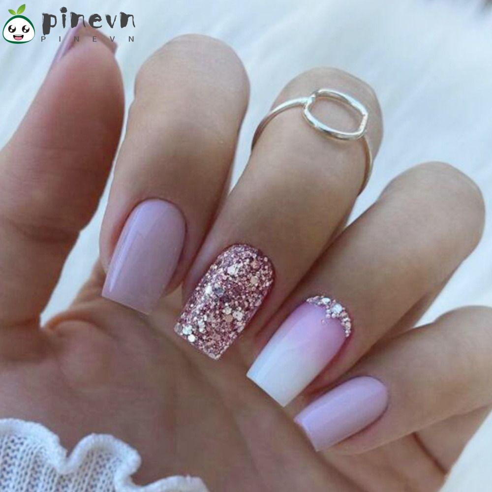 Bộ Móng Tay Giả Đầu Vuông Trang Trí Nghệ Thuật