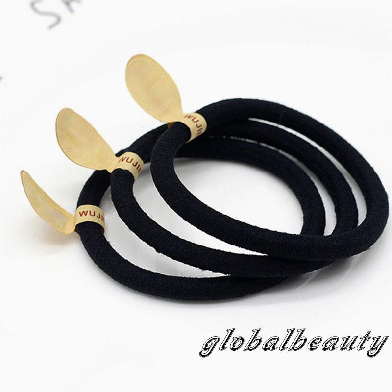 Dây Buộc Tóc Đuôi Ngựa Co Giãn Mềm Mại Màu Đen Không Đường May Dành Cho Bé Gái Và Bé Gái