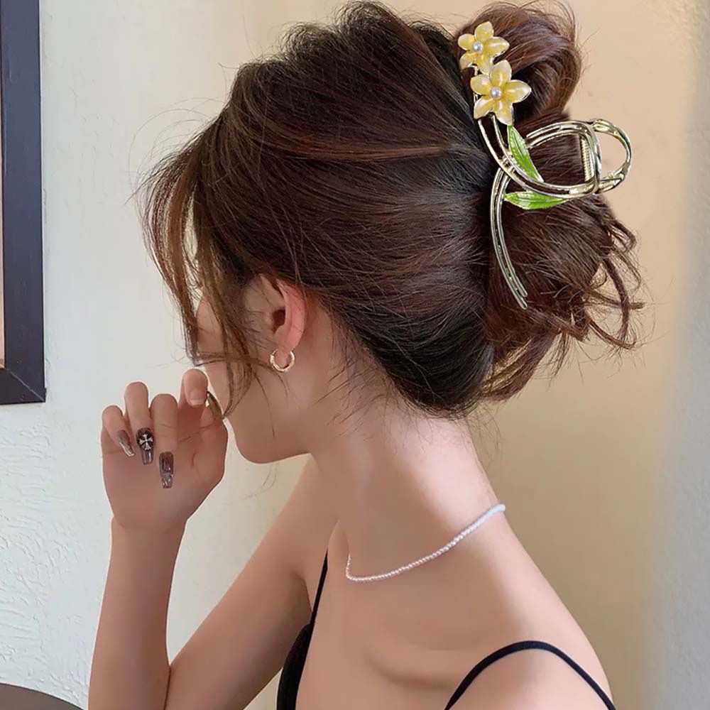Kẹp Tóc Hình Cá Mập / Hoa Đào Bằng Hợp Kim Đơn Giản Cá Tính Thời Trang