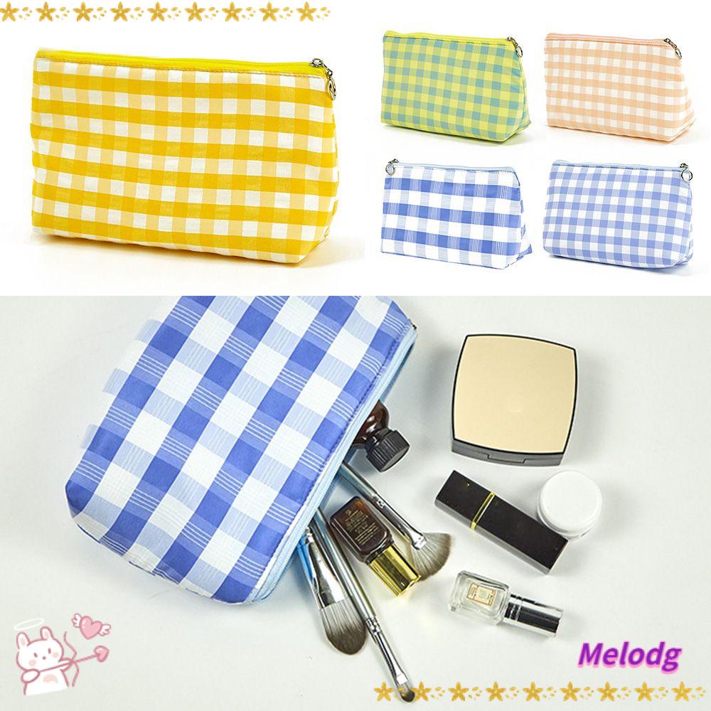 Túi Đựng Mỹ Phẩm Sức Chứa Lớn Bằng Vải Kẻ Sọc Caro Mới