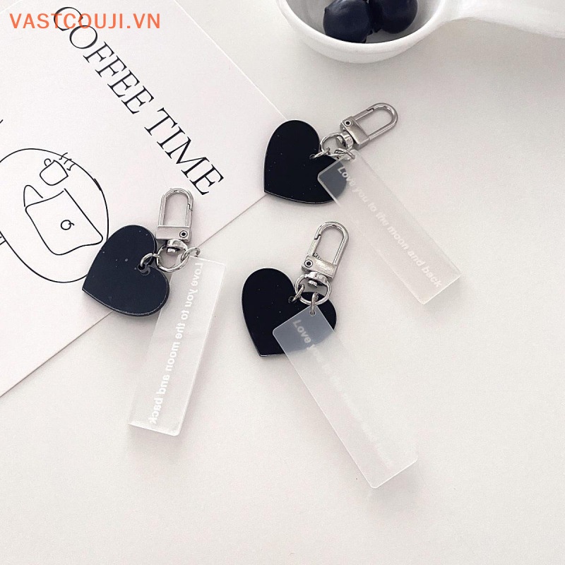 Móc Khóa Hình Đám Mây Và Trái Tim Màu Đen Gắn Chuông Thời Trang Dành Cho Cặp Đôi