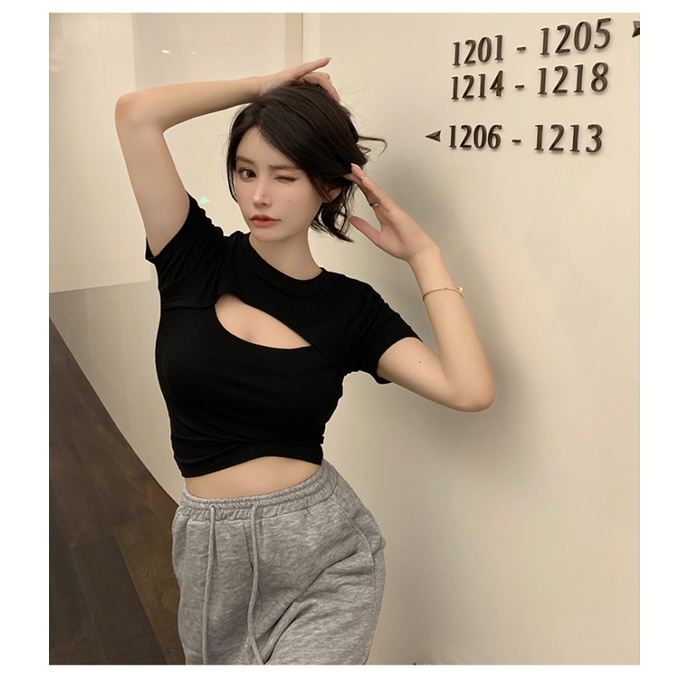 NZN Áo Thun Nữ Ngắn Tay Khoét Vai Gợi Cảm Kiểu Hàn Quốc