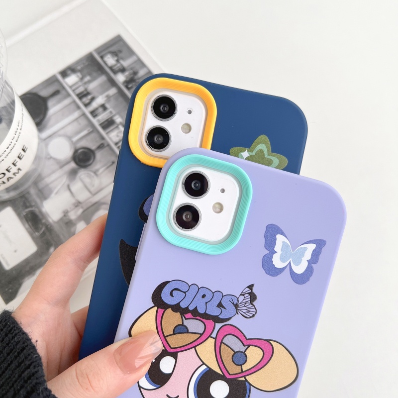 Ốp Điện Thoại Silicon Mềm Chống Sốc 3 Trong 1 In Hoạt Hình Powerpuff Girls Cho iPhone 14 Plus 13 12 11 Pro Max