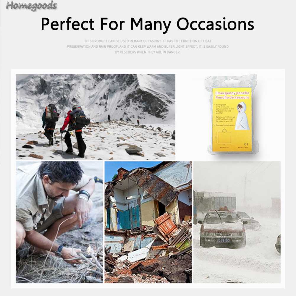 Áo Mưa Poncho Màng Nhôm Khẩn Cấp Có Mũ Trùm Đầu Sử Dụng Tại Nhà [homegoods.vn]