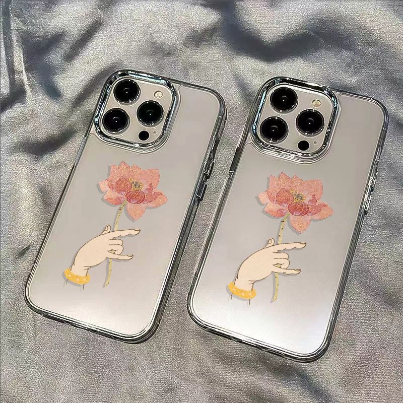 ✅Ốp Điện Thoại Dẻo Họa Tiết Hoa Sen Đơn Giản Chống Sốc Cho iPhone12 / max 11 13In 7 8 14pro IAT8