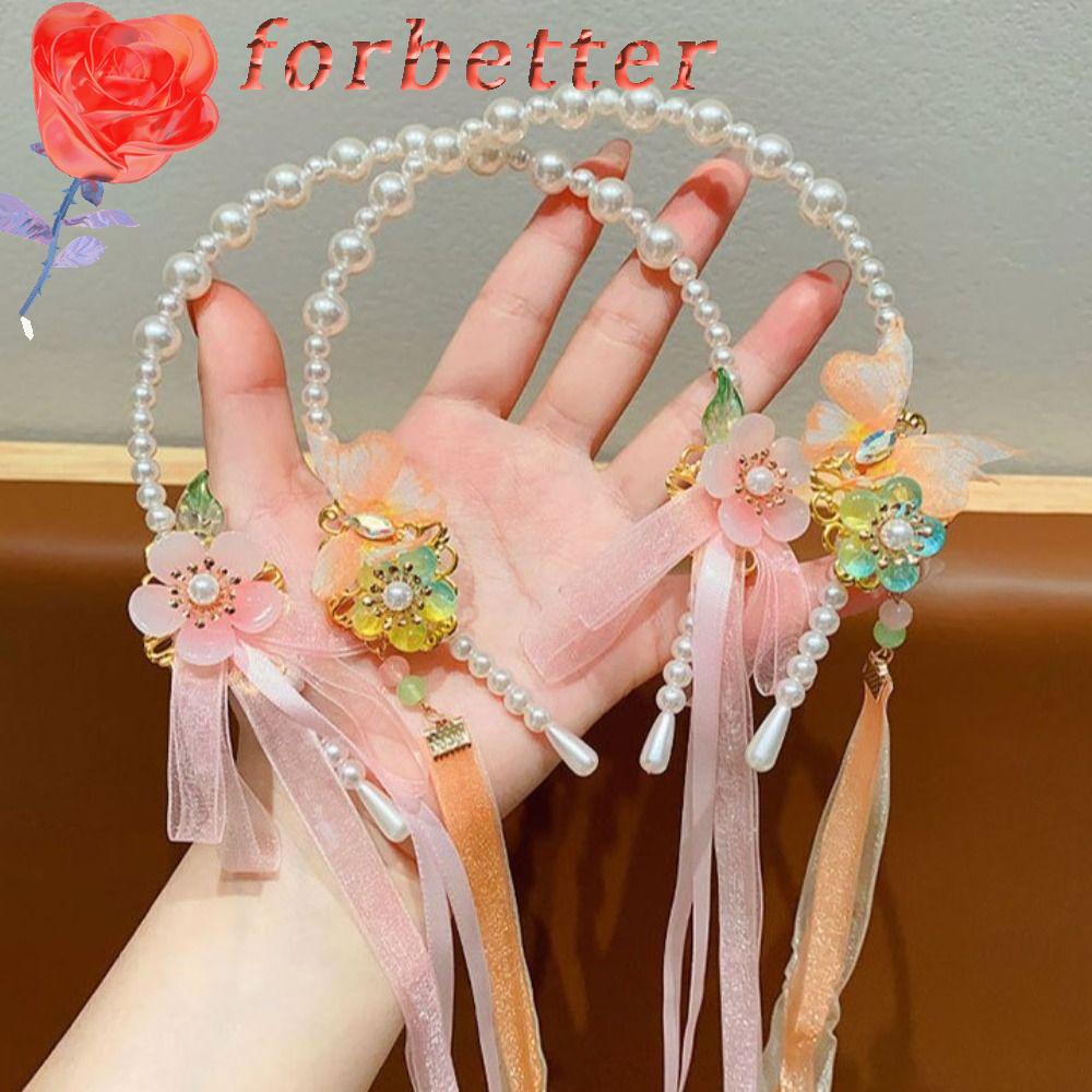 Băng Đô Cài Tóc Co Giãn Đính Hoa Tua Rua Chống Trượt Thời Trang Cho Bé Gái