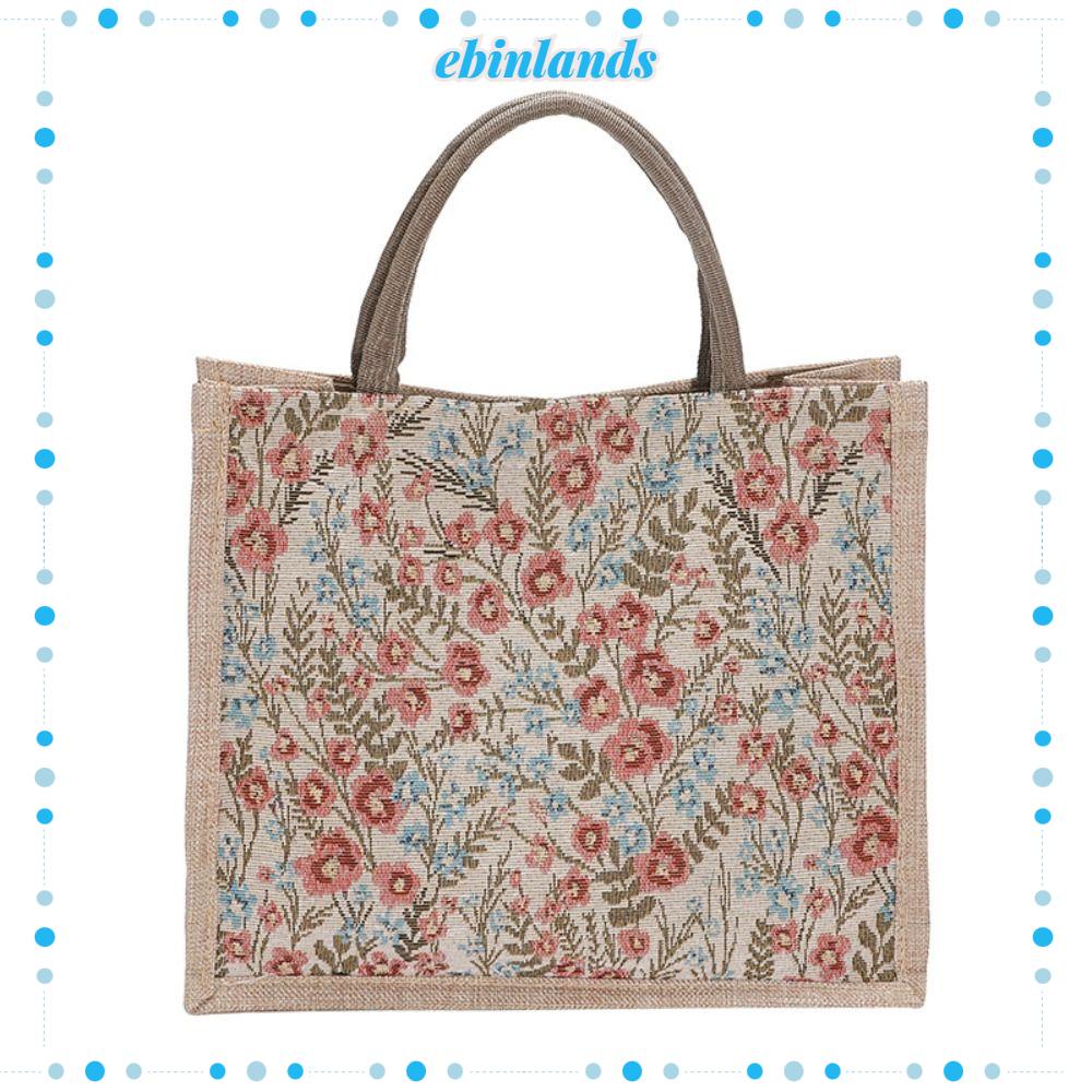 Túi Tote Đựng Hộp Cơm Trưa In Họa Tiết Hoa Phong Cách Châu Âu Cho Nữ