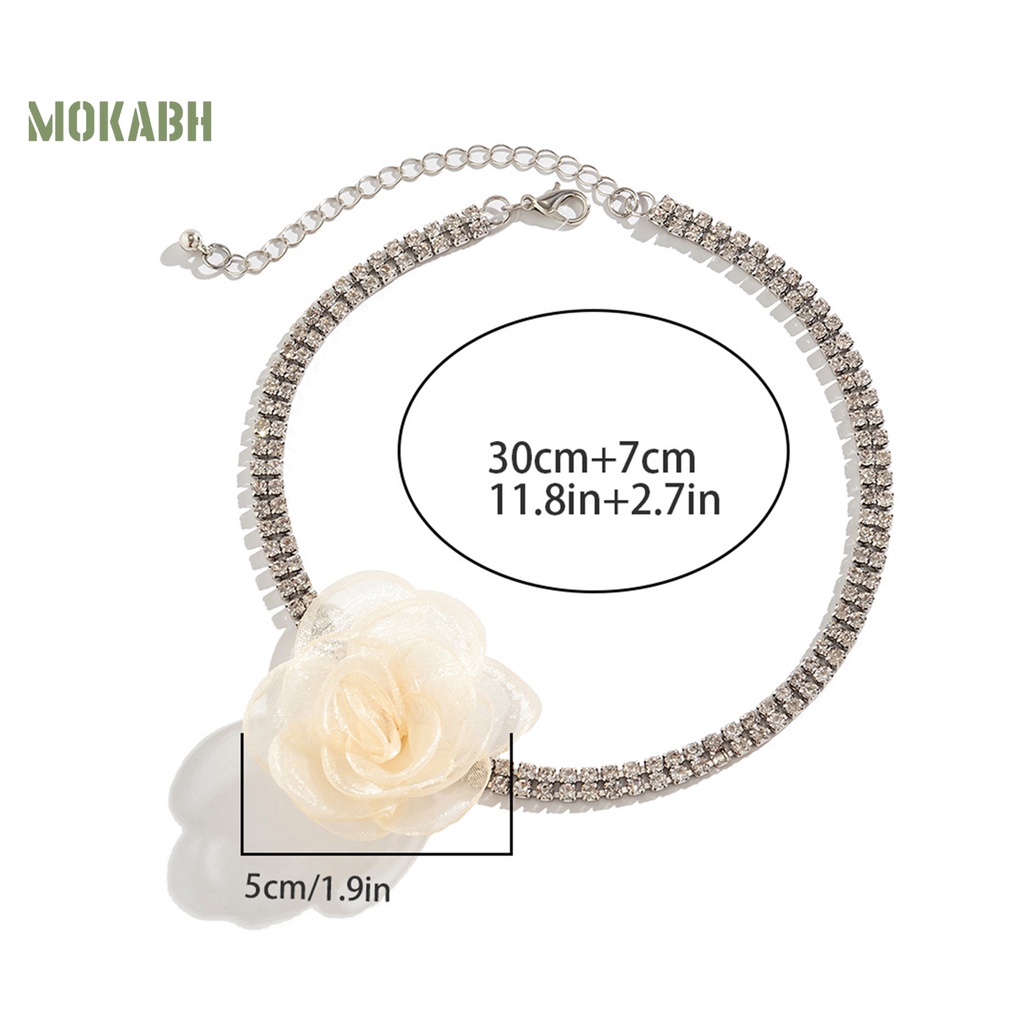 Vòng Cổ Choker Nối Dài Đính Đá Hình Hoa Hồng Lấp Lánh Có Thể Điều Chỉnh Cho Nữ