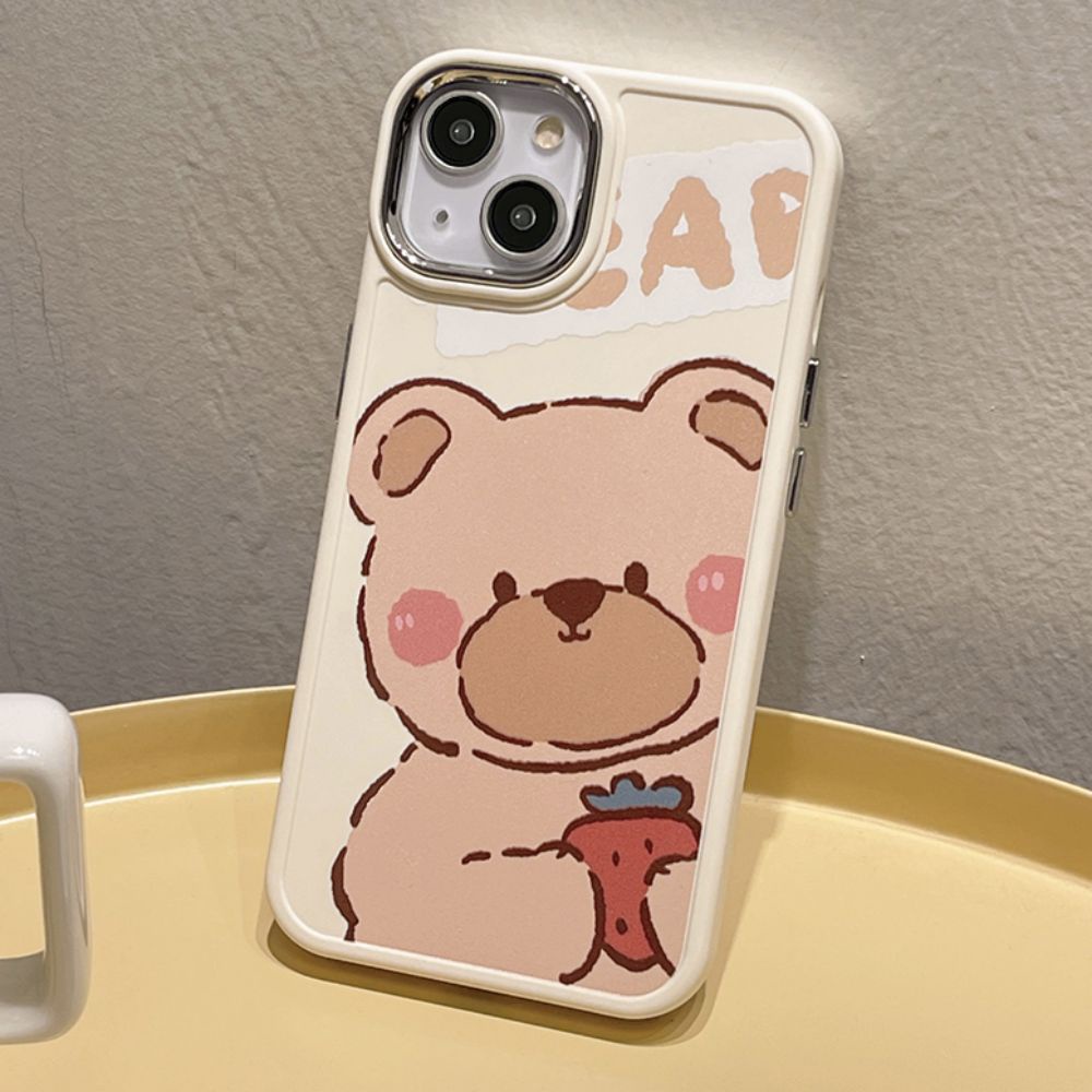 Ốp Điện Thoại TPU Mềm Chống Sốc Mạ Điện In Hình Gấu Hoạt Hình Dễ Thương Bảo Vệ Ống Kính Máy Ảnh Cho IPhone 11 14 13 12 Pro Max