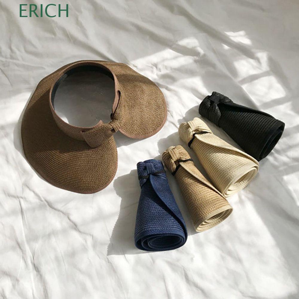 Mũ Cói Chống Nắng Đính Nơ Thời Trang Đi Biển Mùa Hè Có Thể Gấp Gọn