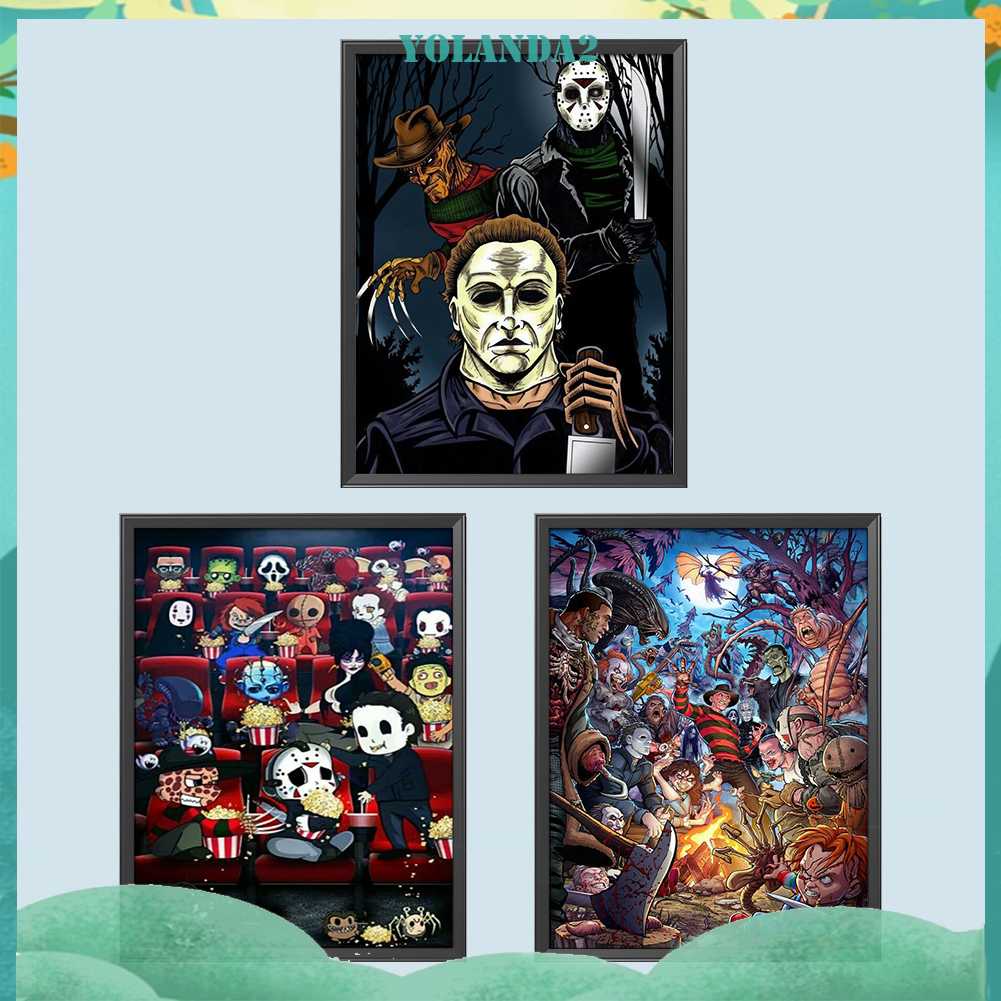 Tranh Đính Đá Kim Cương Toàn Bộ 5D DIY Hình Vẽ Phim Kinh Dị Trang Trí Nhà Cửa