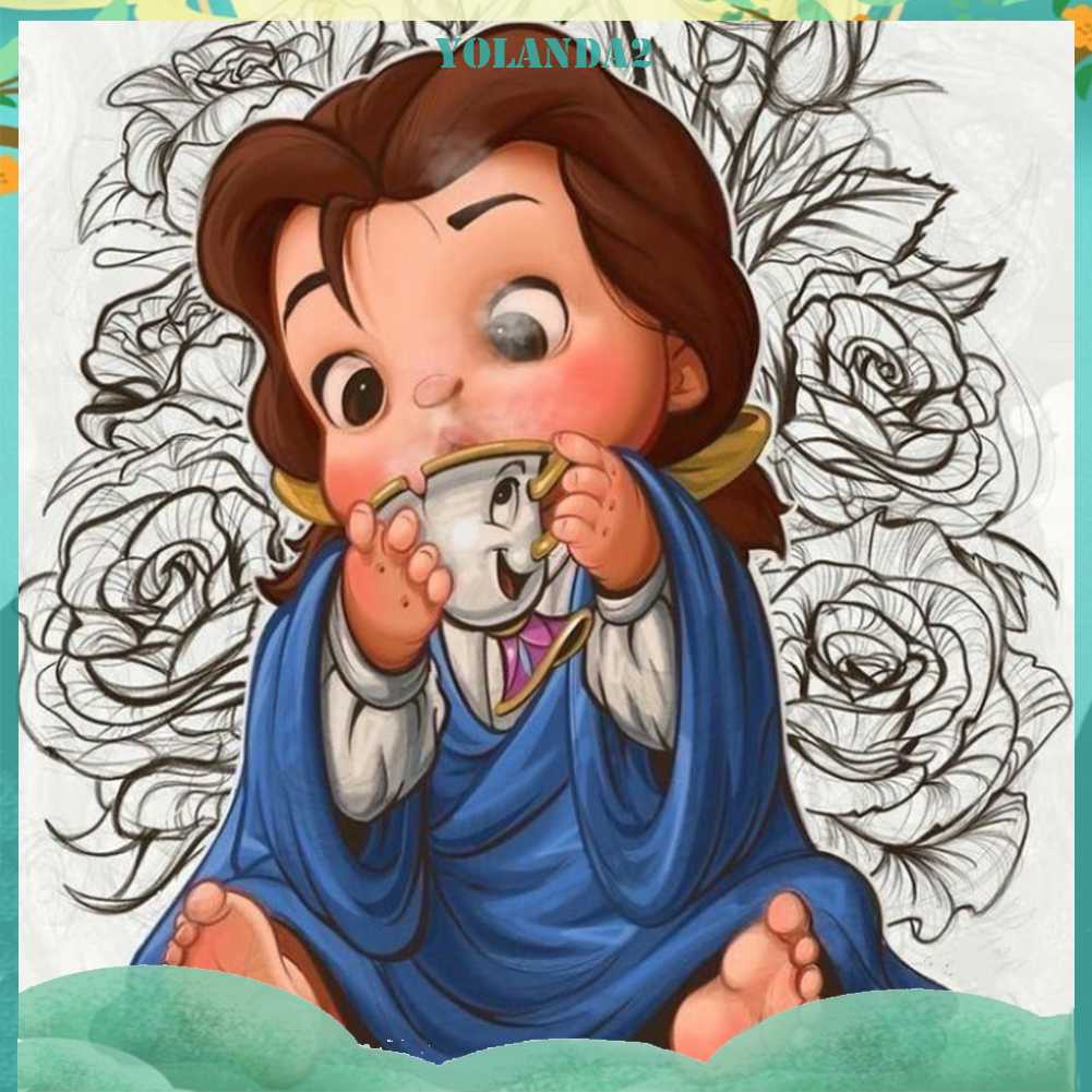 Tranh Đính Đá Kim Cương Toàn Bộ 5D DIY Hình Vẽ Công Chúa Belle