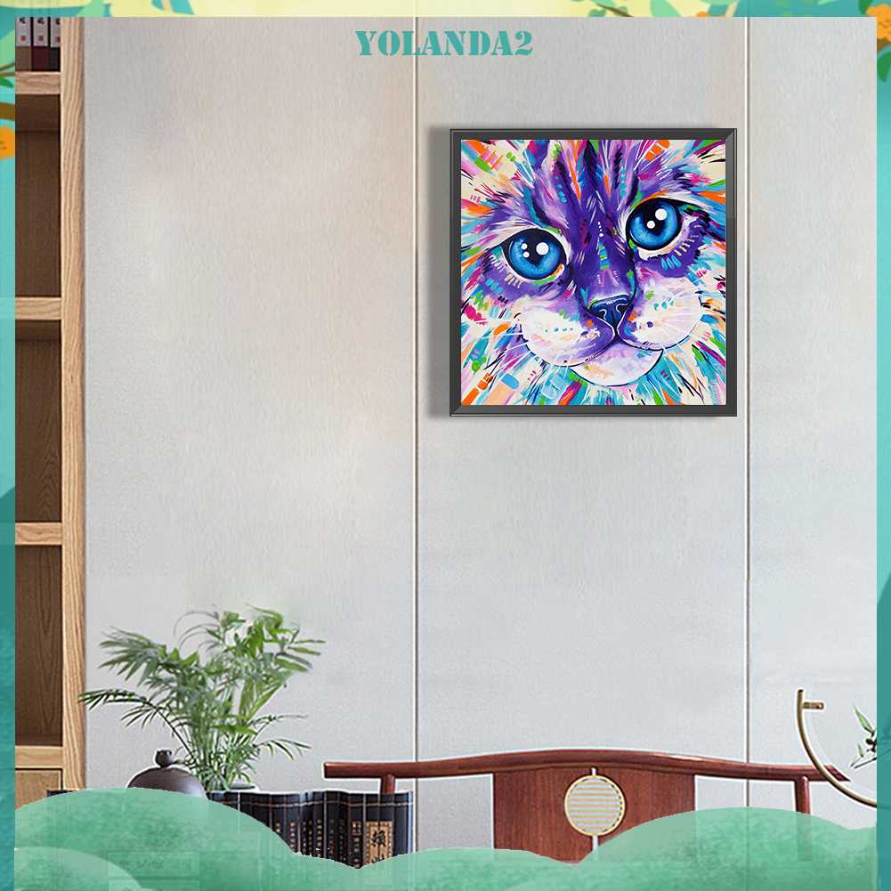 Tranh Đính Đá Kim Cương Toàn Bộ 5D DIY Hình Vẽ Mèo Trang Trí Nhà Cửa