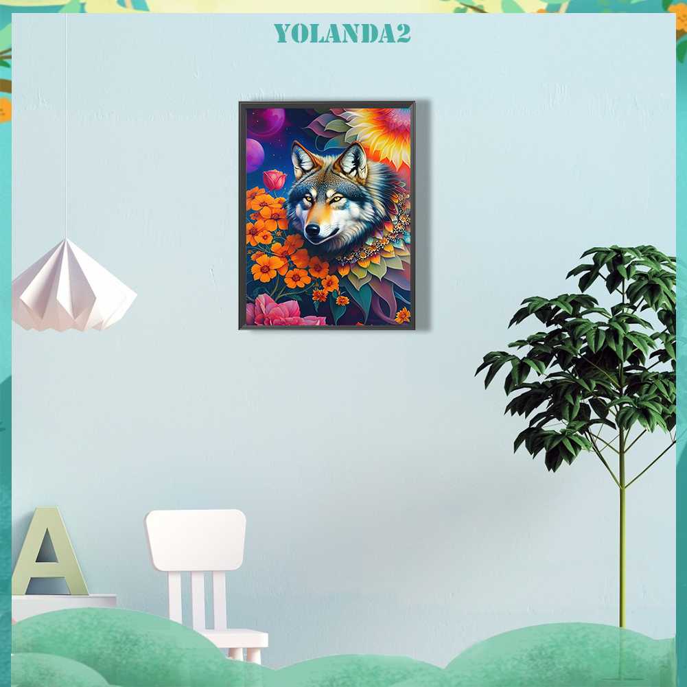 Tranh Đính Đá Kim Cương Toàn Bộ 5D DIY Hình Vẽ Sói Trang Trí Nhà Cửa