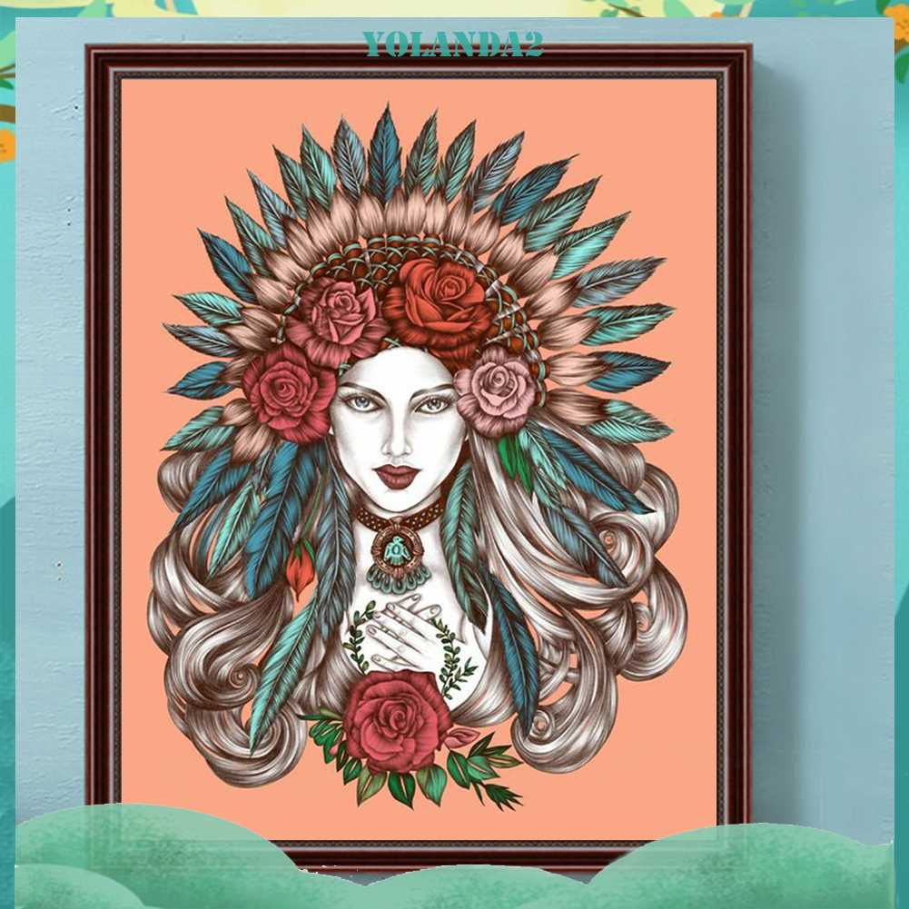 Tranh Đính Đá Kim Cương Toàn Bộ 5D DIY Hình Vẽ Cô Gái Trang Trí Nhà Cửa