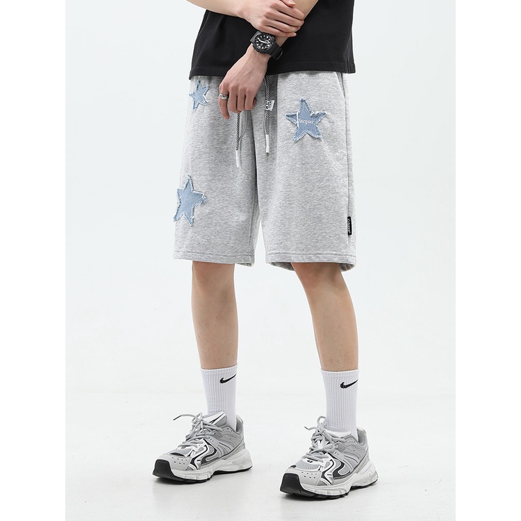 Quần Short Thể Thao Dáng Rộng Họa Tiết Ngôi Sao Phong Cách Hip Hop Đường Phố Mỹ Thời Trang Mùa Hè Cho Nam