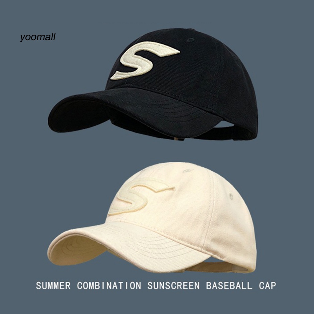 Mũ Lưỡi Trai Màu Trơn Thêu Chữ Phong Cách Hip Hop Thoáng Khí Chống Tia UV Màu Sắc Đơn Giản Dành Cho Nam Và Nữ