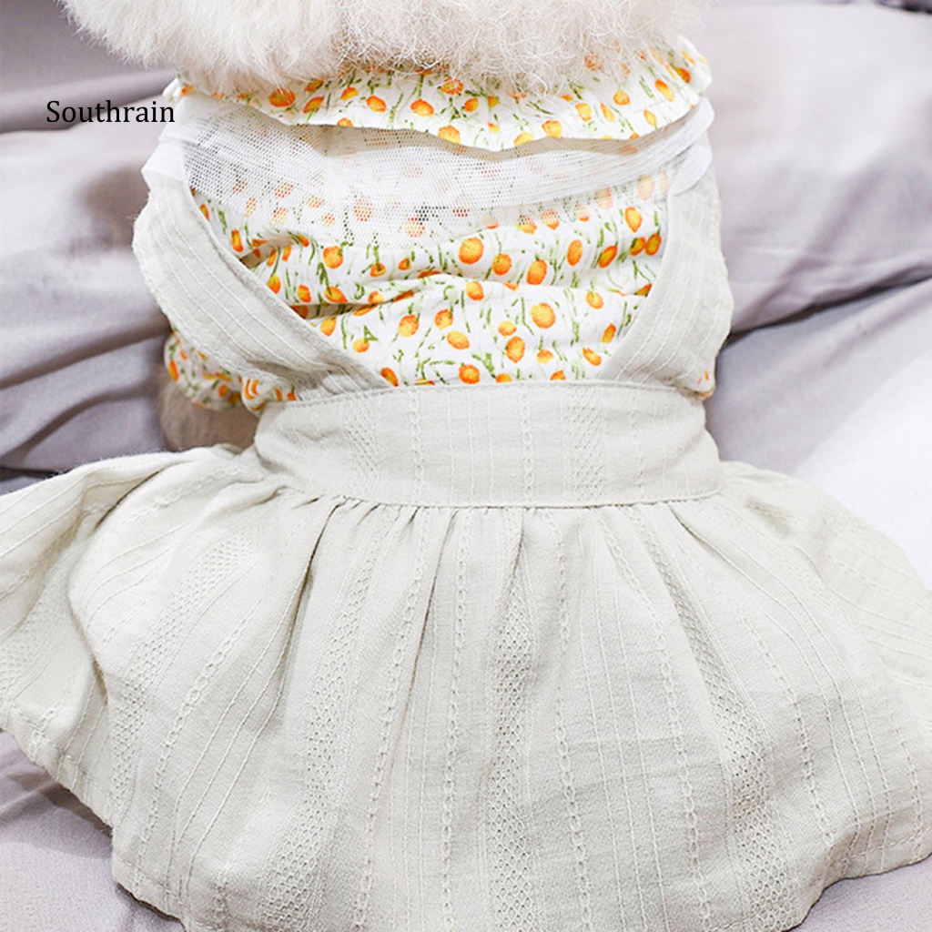 Đầm Hai Dây In Hoa Thân Thiện Với Làn Da Thời Trang Mùa Hè Cho Cún Cưng