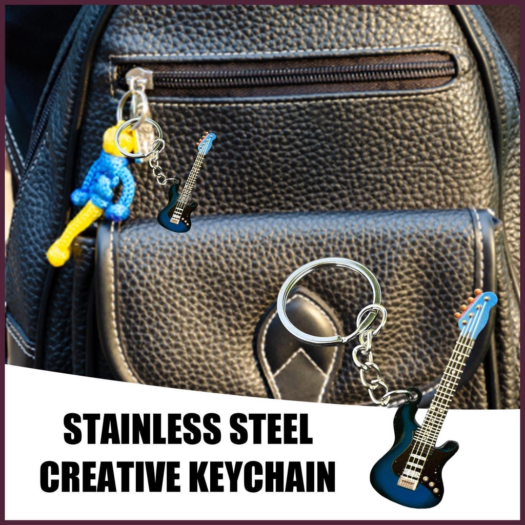 Móc Khóa Hình Cây Đàn Guitar Bằng Thép Không Gỉ