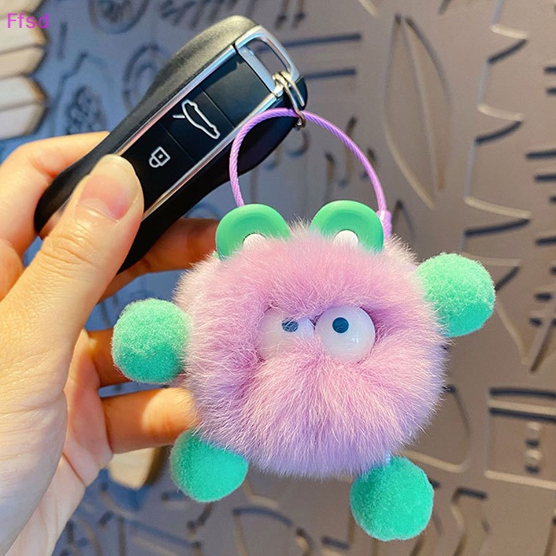 {Ffsd} Móc Chìa Khóa Xe Hơi Bằng Lông Thỏ Rex Tự Nhiên Có Dây Đeo Quà Tặng Cho Bạn Gái / Túi Xách Nhỏ Briquettes Dễ Thương *