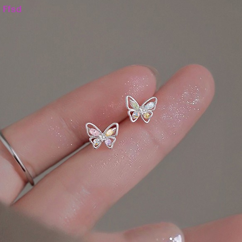 {Ffsd} Khuyên Tai Dạng Xoắn Ốc Đính Đá Zircon Bóng Hình Bướm Làm Quà Tặng Đám Cưới Cho Nữ