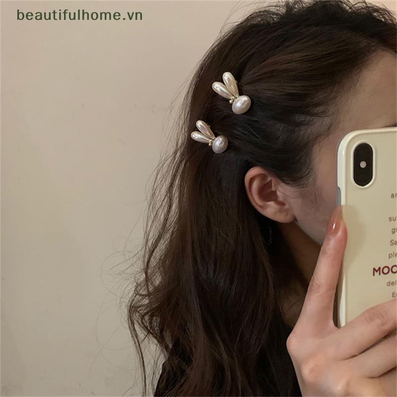 1 Kẹp Tóc Hình Thỏ Đính Ngọc Trai Thời Trang Cho Nữ