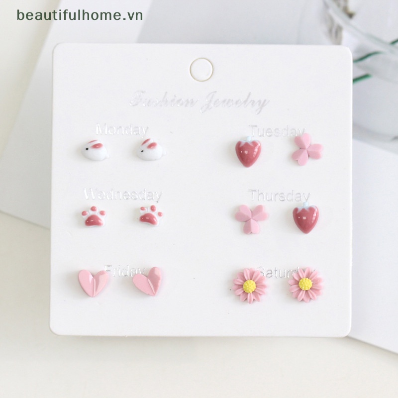 1 Bộ Bông Tai Hình Hoạt Hình Bằng Gốm Sứ Dễ Thương Dành Cho Nữ