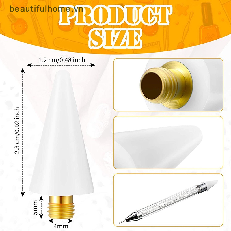 Set 5 Đầu Bút Sáp Chấm Bi Đính Đá Trang Trí Móng Tay Có Thể Thay Thế