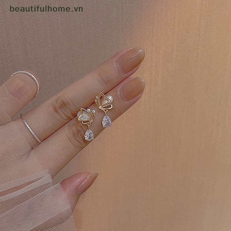 Bông Tai Hình Giọt Nước Đính Đá Zircon Hình Giọt Nước Thời Trang Cho Nữ