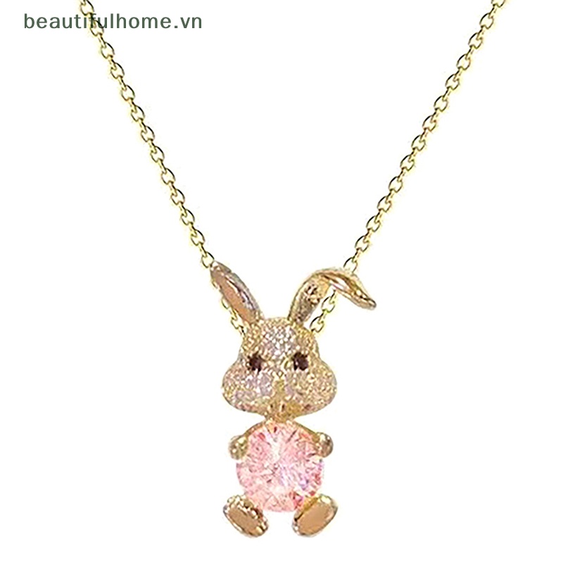 [beautifulhome] Vòng cổ Mặt Hình Thỏ Trắng Răng To Đính Pha Lê Mặt Cười Dễ Thương Thời Trang [beauty]