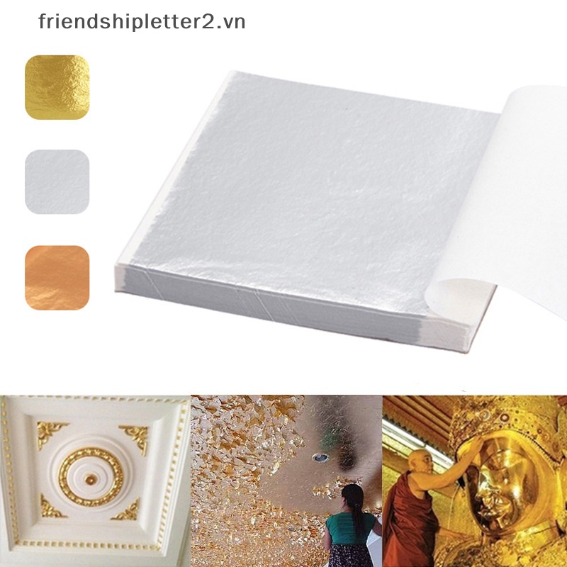 Set 100 Tấm Giấy Dán Trang Trí Nghệ Thuật Màu Vàng / Bạc / Vàng Hồng