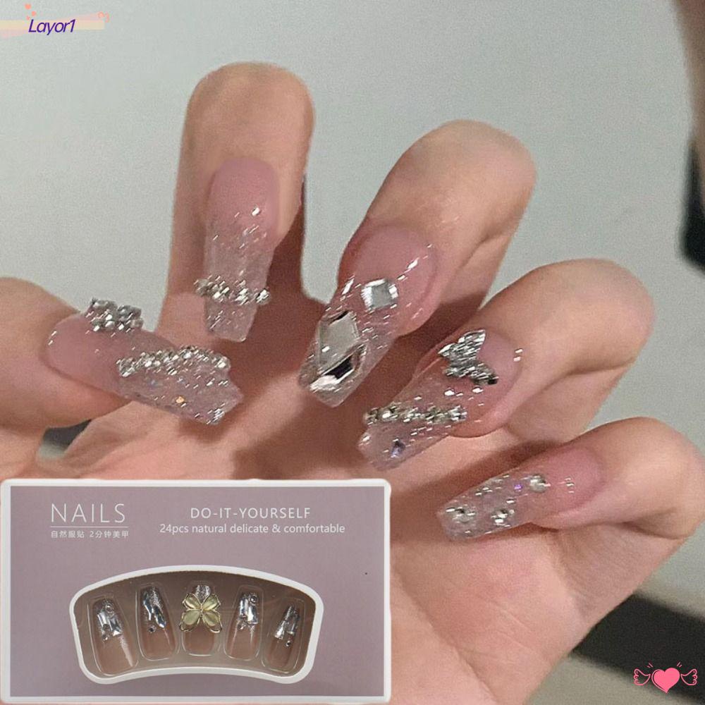 1 Móng Tay Giả Dạng Nhấn Hình Bướm DIY