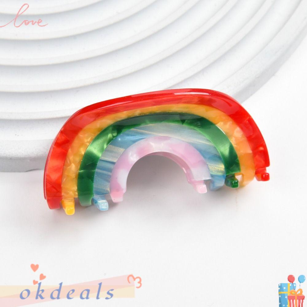 Kẹp Tóc Càng Cua Axit Acetic Màu Cầu Vồng Thanh Lịch Cho Nữ