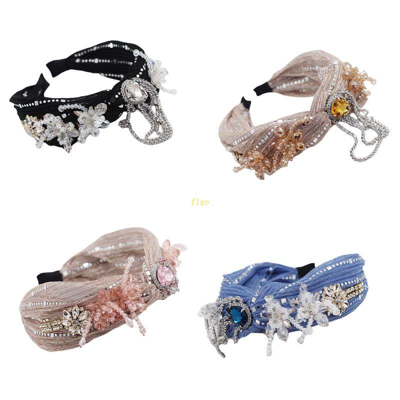 Flgo Băng Đô Cài Tóc Đính Đá Pha Lê Lấp Lánh Thời Trang Cho Nữ