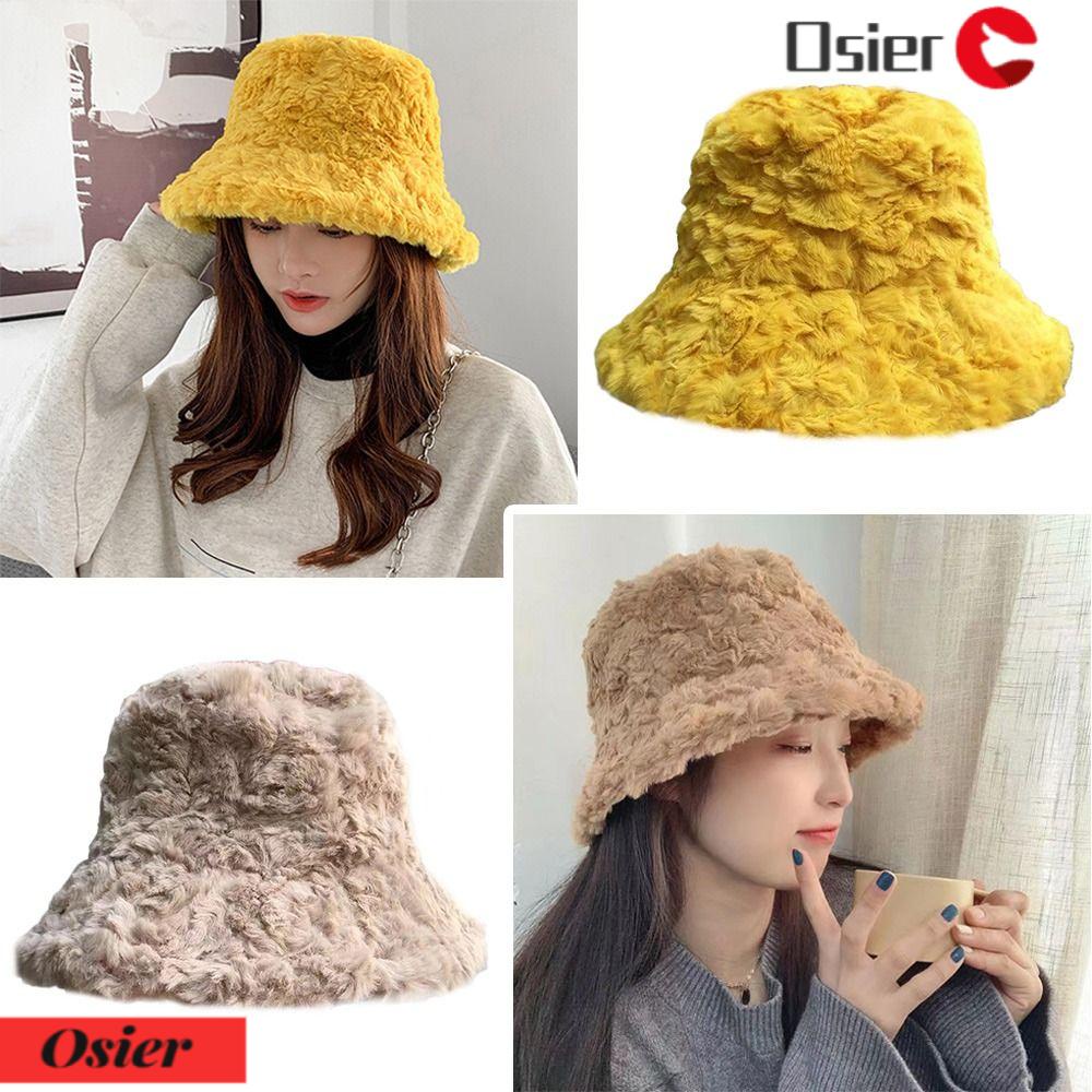 Mũ Bucket Lông Giả 1 Món Ấm Áp Thời Trang Ngoài Trời