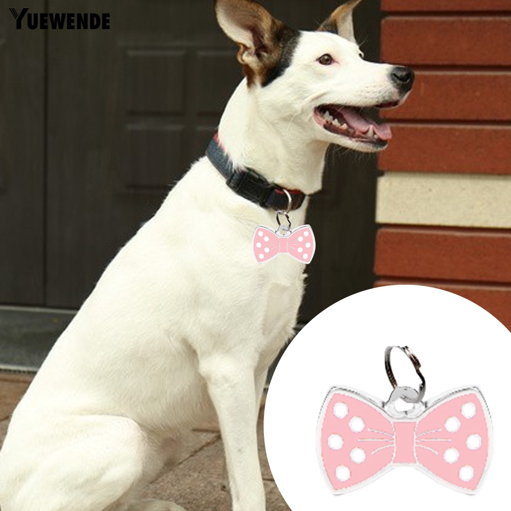 Yq.e Thẻ ID Thú Cưng Bằng Hợp Kim Kẽm Hình Nơ Chống Ăn Mòn Phong Cách Cho Thú Cưng