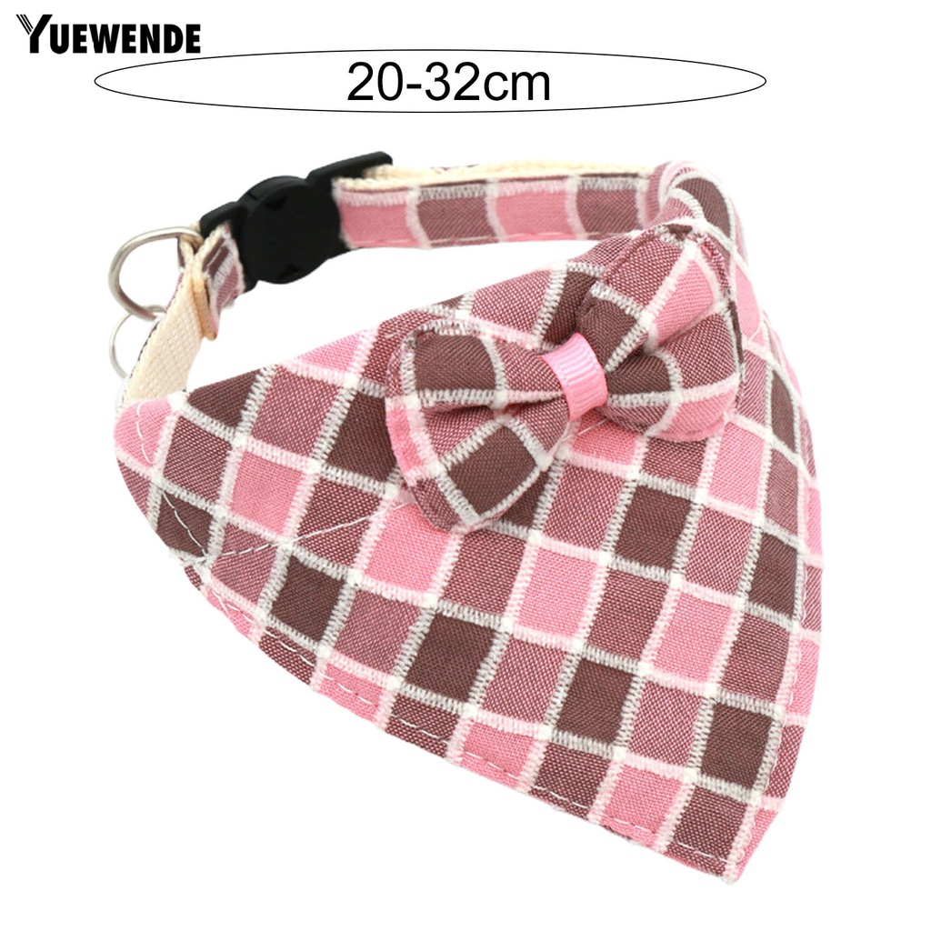 Khăn Quàng Cổ Tam Giác Họa Tiết Caro Đính Nơ Có Khóa Điều Chỉnh Được Cho Thú Cưng