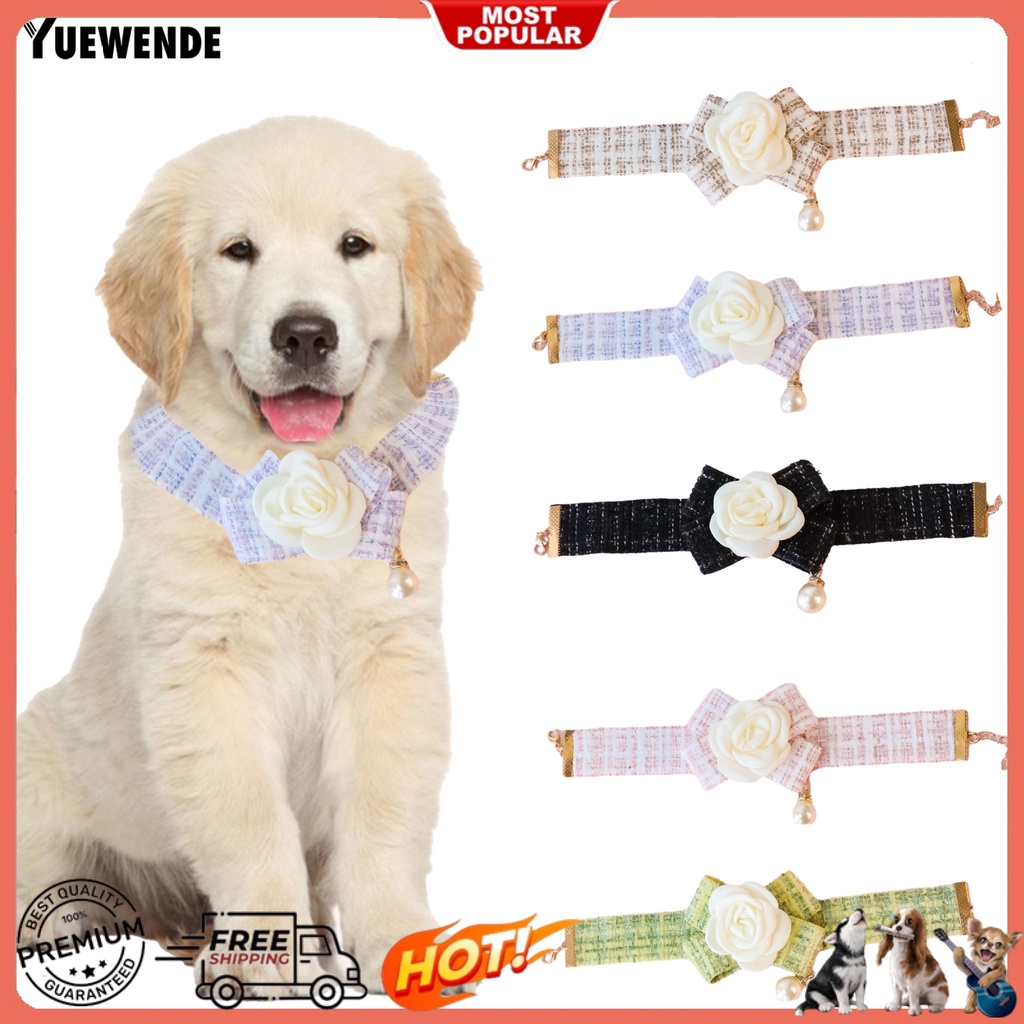 Vòng Cổ Đính Hoa Trà Và Nơ 3D Xinh Xắn Cho Thú Cưng YQ.E