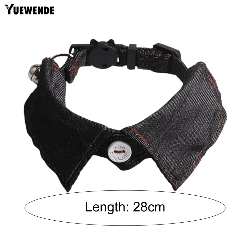 Yq.e Vòng Cổ Thắt Nơ Họa Tiết Kẻ Sọc Có Thể Điều Chỉnh Vải Denim Mềm Thoải Mái Có Chuông Cho Chó Mèo Sành Điệu Cho Đám Cưới