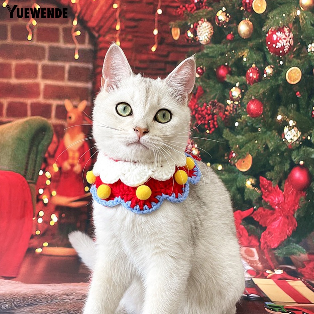 Yq.e Yếm Đeo Cổ Hai Lớp Thân Thiện Với Da Họa Tiết Cánh Hoa Trang Trí Giáng Sinh Dành Cho Thú Cưng