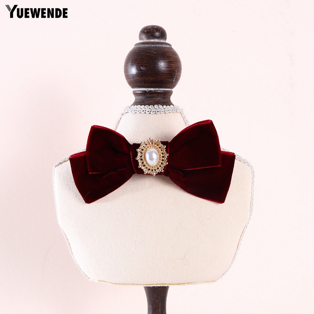 Vòng Cổ Ngọc Trai Giả Chống Sặc Đính Nơ Dễ Thương Cho Thú Cưng