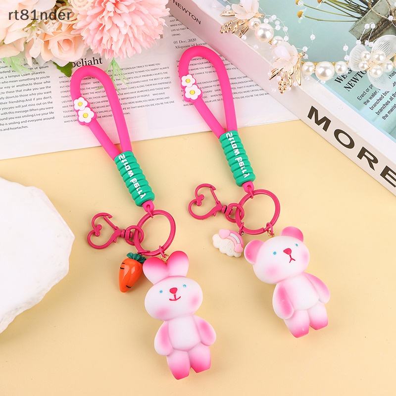 Rt Móc Khóa Hình Thỏ / Gấu Hoạt Hình Màu Hồng Dễ Thương Trang Trí Ba Lô / Ô Tô