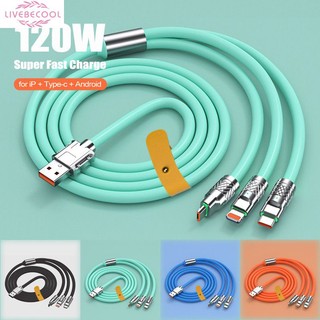 6a type c cáp sạc nhanh 120w usb c sạc micro usb silicone lỏng cáp sạc nhanh cho iphone dây dòng livebecool