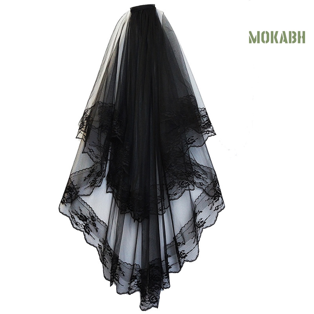 Mạng Che Mặt Hai Lớp Phối Ren Gọn Nhẹ Dễ Phối Đồ Kèm Lược Cài Tóc Cho Cô Dâu