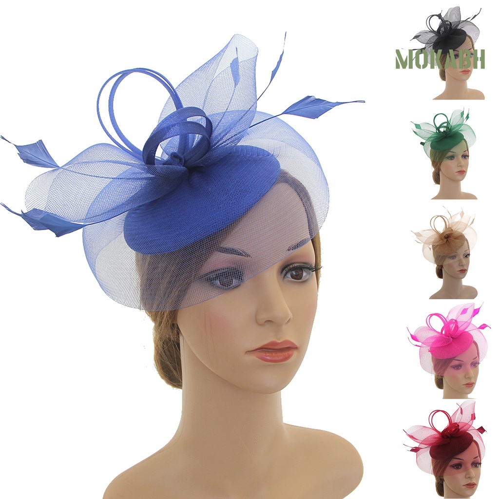 Cài Tóc Lưới Hình Bông Hoa Đính Lông Vũ Đa Năng Phong Cách Vintage Cho Tiệc Trà