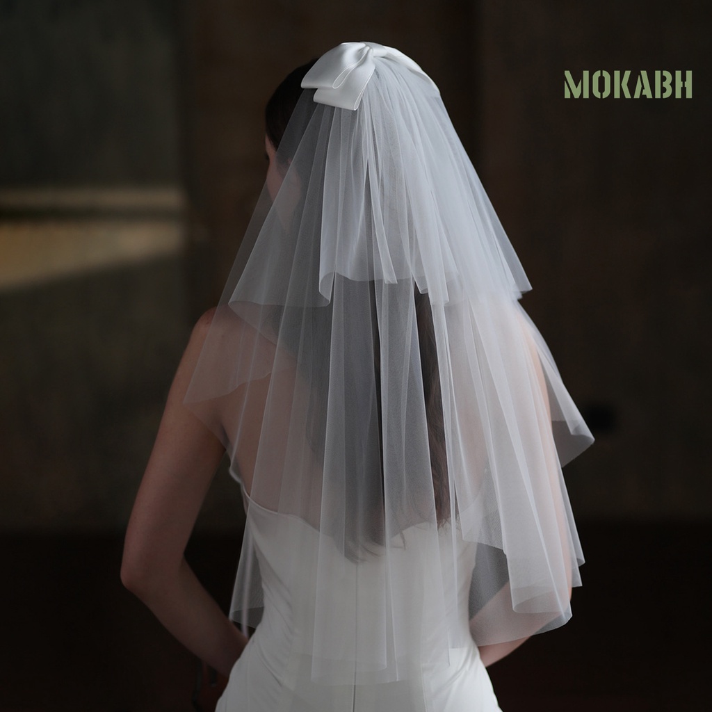 Mạng Che Mặt Lưới Hai Lớp Thắt Nơ Cổ Điển [Mokabh] Cho Cô Dâu Chụp Ảnh